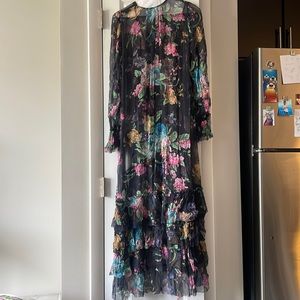 EUC Zimmermann two piece dress, sheer black floral with floral slip underneath